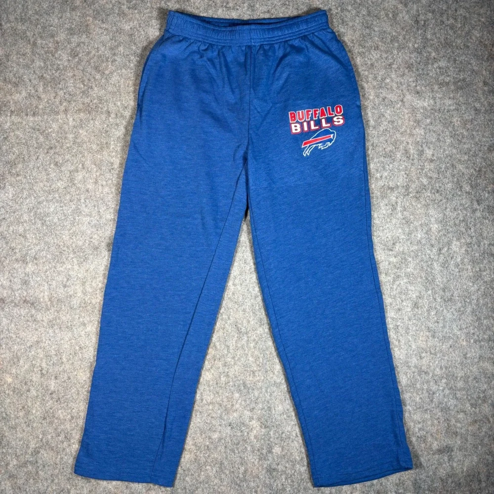 Buffalo Bills NFL Sweatpants‎ Mens M Blue Heathered Lounge Pants Drawstring